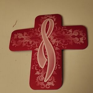 Pink Ribbon Breast Cancer Cross Magnet